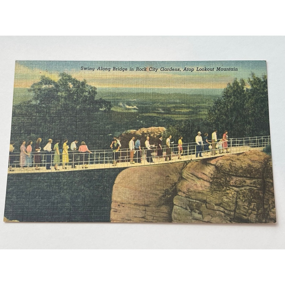 Vintage Rock‎ City Gardens Lookout Mountain Swing Along Bridge Postcard 00811